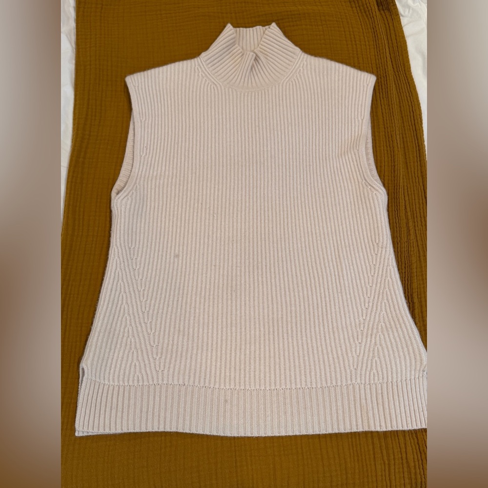 J. Crew Sleeveless Ribbed Lux Cashmere Turtleneck Vest - Cream